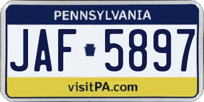 PA license plate JAF5897