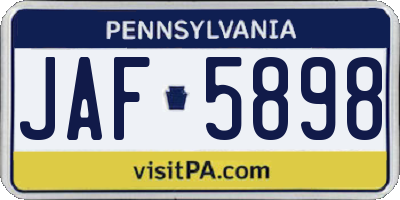 PA license plate JAF5898