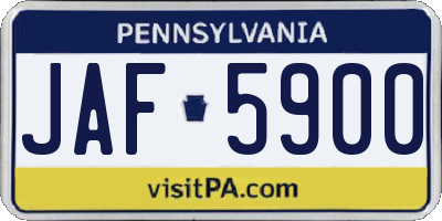PA license plate JAF5900