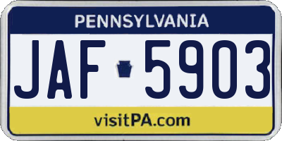 PA license plate JAF5903