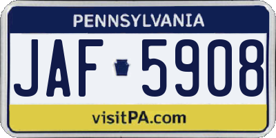 PA license plate JAF5908