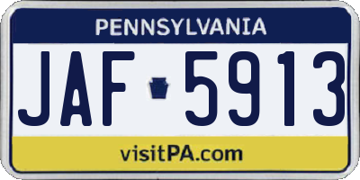 PA license plate JAF5913