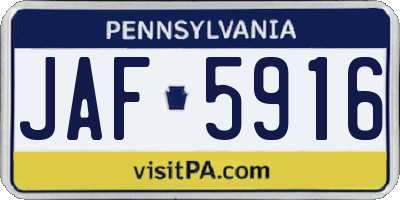 PA license plate JAF5916