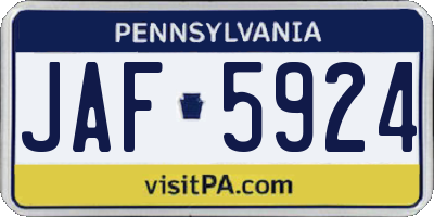 PA license plate JAF5924