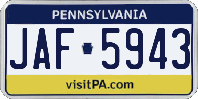 PA license plate JAF5943
