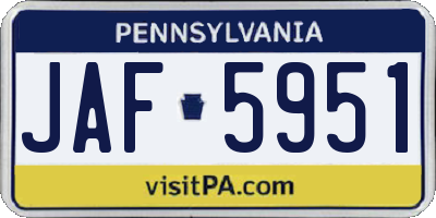 PA license plate JAF5951