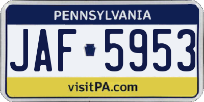 PA license plate JAF5953