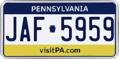 PA license plate JAF5959