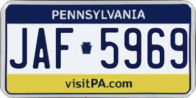 PA license plate JAF5969