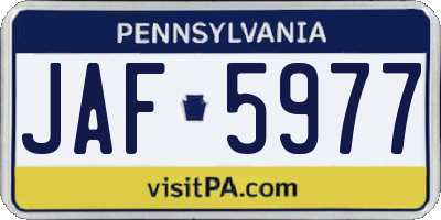 PA license plate JAF5977