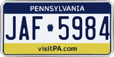 PA license plate JAF5984