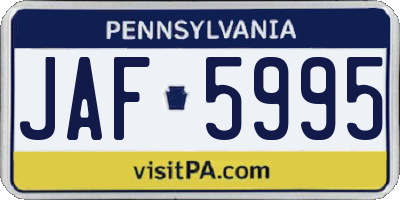 PA license plate JAF5995