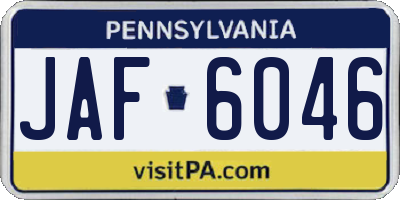 PA license plate JAF6046