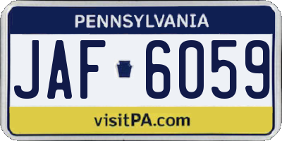 PA license plate JAF6059