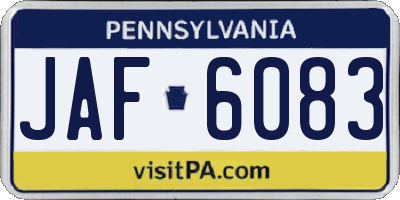 PA license plate JAF6083