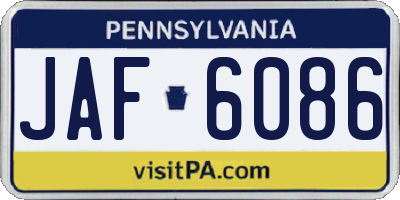 PA license plate JAF6086