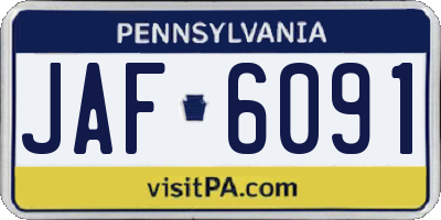 PA license plate JAF6091