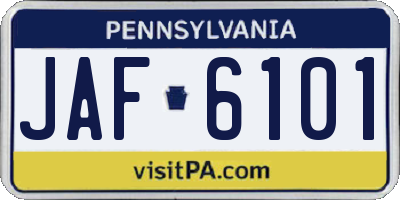 PA license plate JAF6101