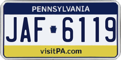 PA license plate JAF6119