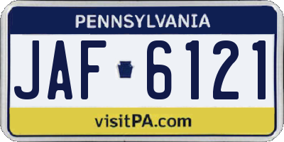 PA license plate JAF6121