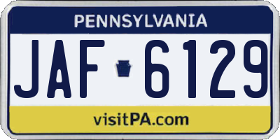 PA license plate JAF6129
