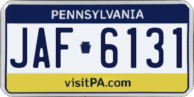 PA license plate JAF6131