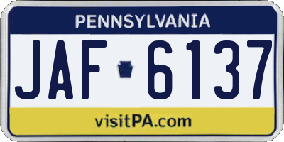 PA license plate JAF6137