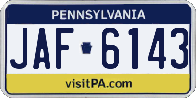 PA license plate JAF6143