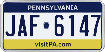 PA license plate JAF6147