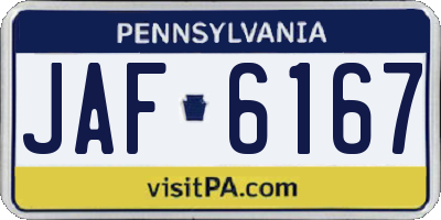 PA license plate JAF6167