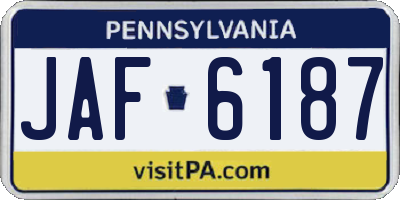 PA license plate JAF6187