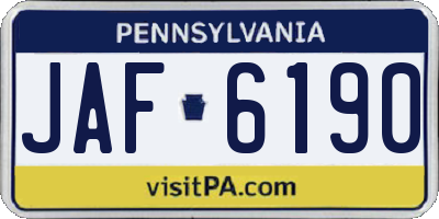 PA license plate JAF6190