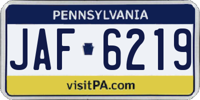 PA license plate JAF6219