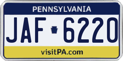PA license plate JAF6220