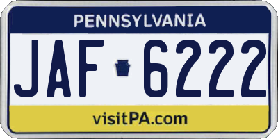 PA license plate JAF6222