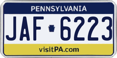 PA license plate JAF6223