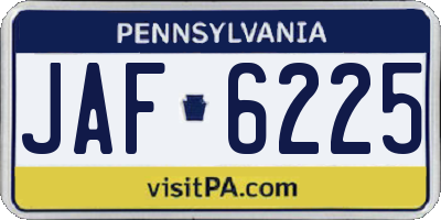 PA license plate JAF6225