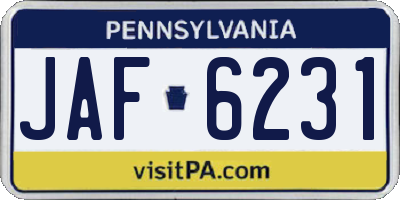 PA license plate JAF6231