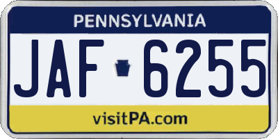 PA license plate JAF6255