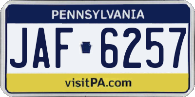 PA license plate JAF6257