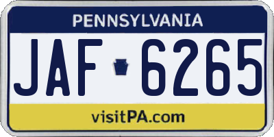 PA license plate JAF6265