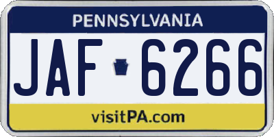 PA license plate JAF6266