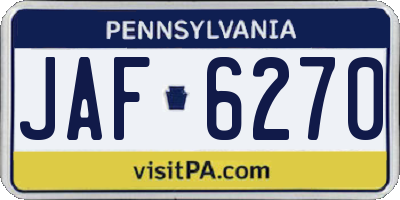 PA license plate JAF6270