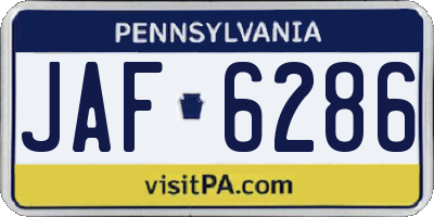PA license plate JAF6286