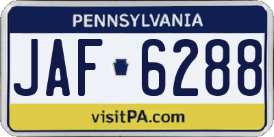 PA license plate JAF6288