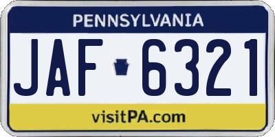 PA license plate JAF6321