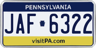 PA license plate JAF6322