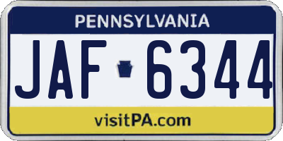 PA license plate JAF6344