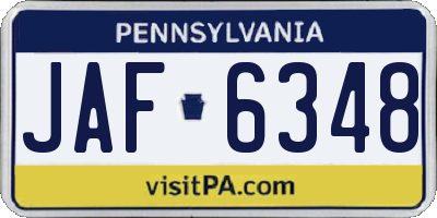 PA license plate JAF6348