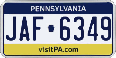 PA license plate JAF6349